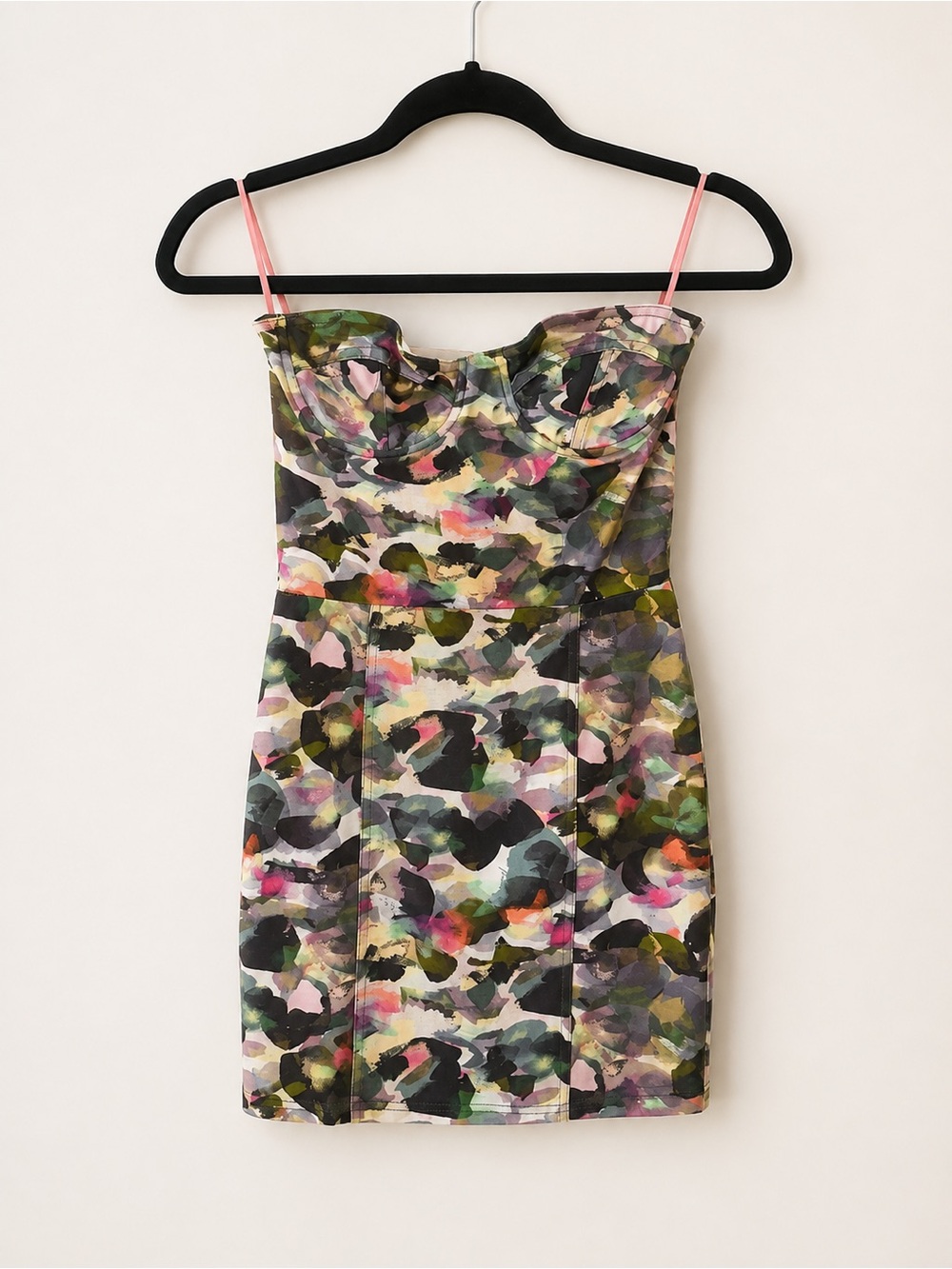 Topshop Strapless Abstract Print Bodycon Mini Dress US 4